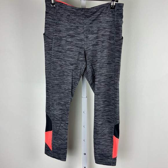 Lululemon Pace Rival Crops Leggings Womens 6 Gray Wee Stripe Orange‎ - Picture 1 of 9